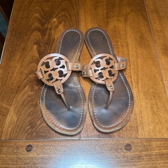 Tory Burch Miller Brown Leather Sandals - Picture 1 of 6